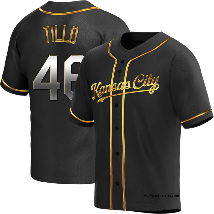 Daniel Tillo Men's Kansas City Royals Black Golden Replica Alternate Jersey