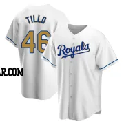 Daniel Tillo Men's Kansas City Royals Gold Replica White Home Jersey