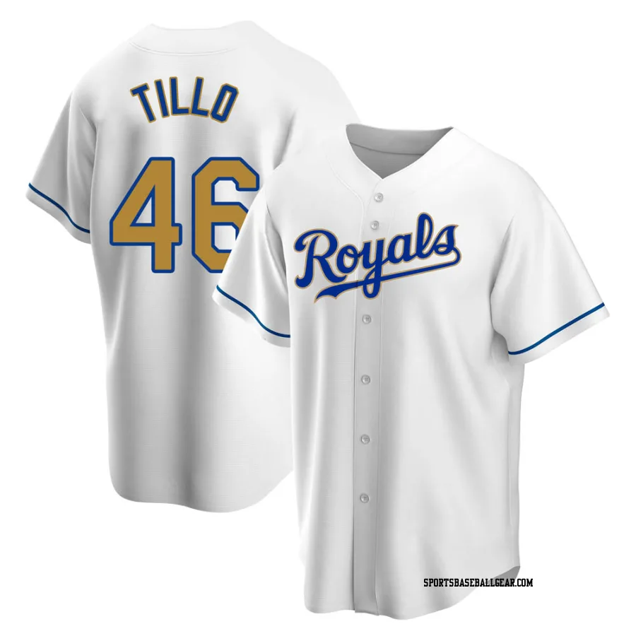 Daniel Tillo Men's Kansas City Royals Gold Replica White Home Jersey