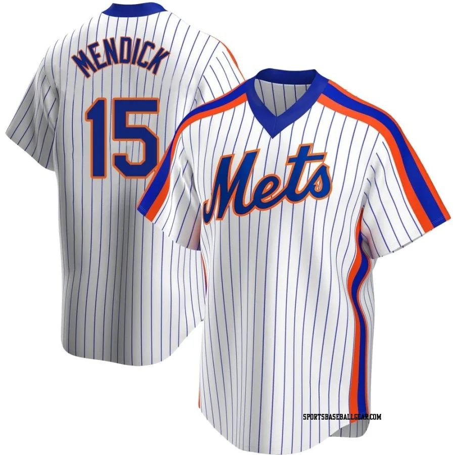 Danny Mendick Men's New York Mets White Replica Home Cooperstown Collection Jersey