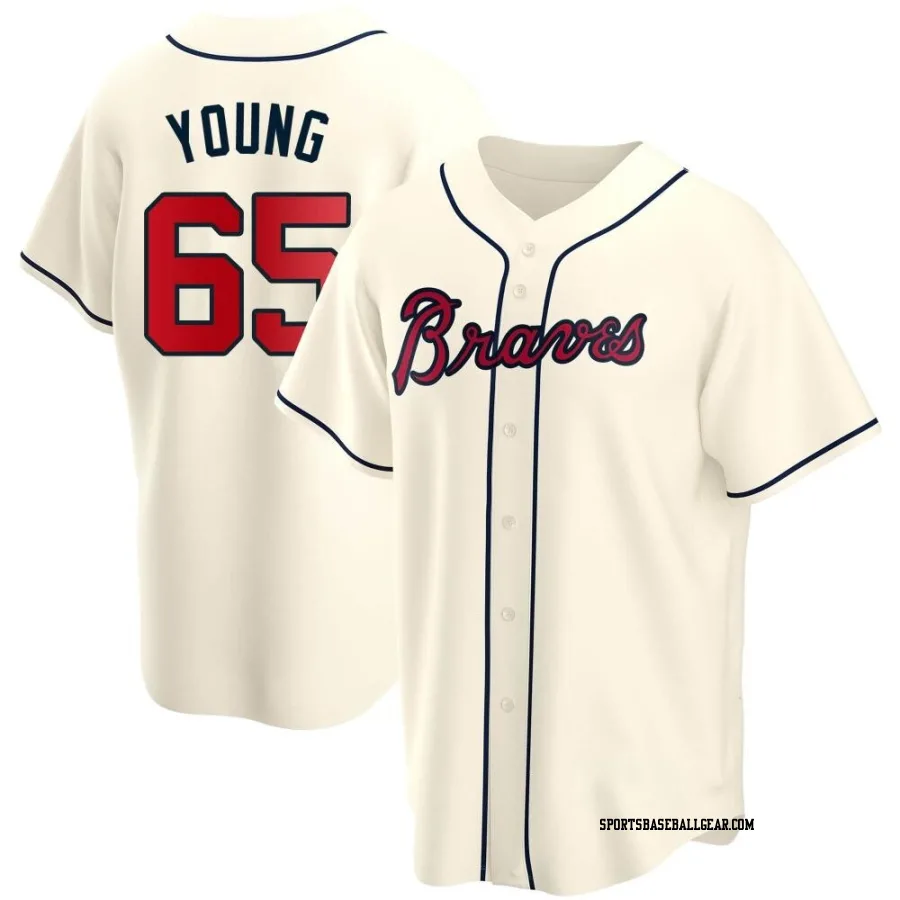 Danny Young Men's Atlanta Braves Cream Replica Alternate Jersey