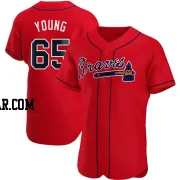 Danny Young Men's Atlanta Braves Red Authentic Alternate Jersey