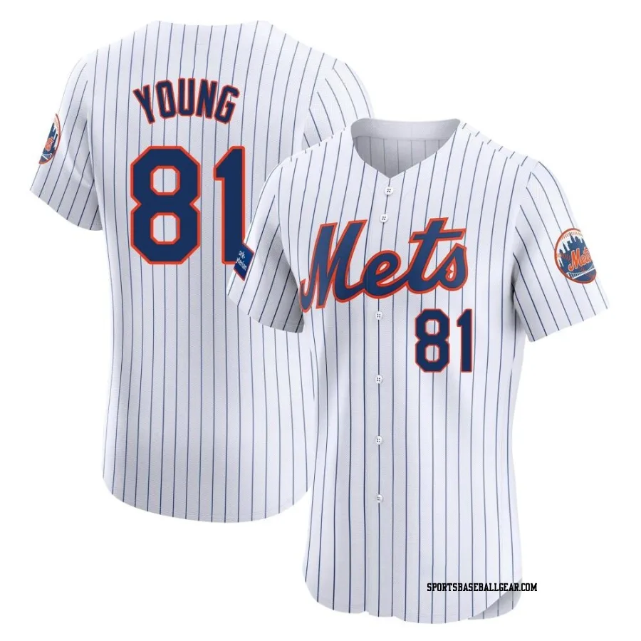 Danny Young Men's New York Mets White Elite Home Patch Jersey