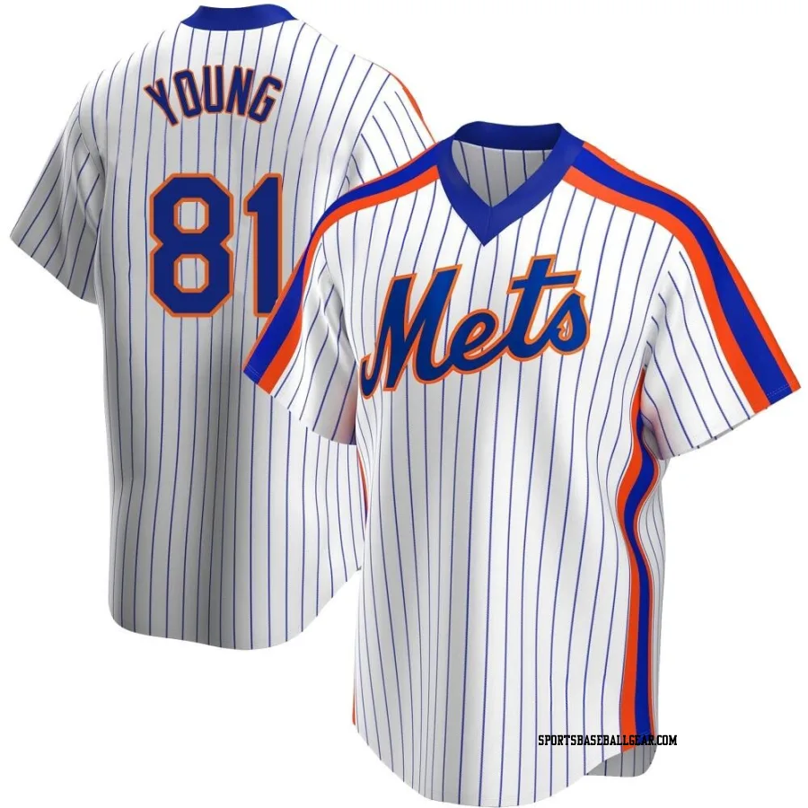 Danny Young Men's New York Mets White Replica Home Cooperstown Collection Jersey