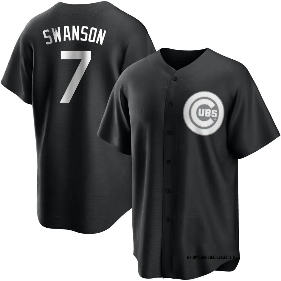 Dansby Swanson Men's Chicago Cubs Black/White Replica Jersey