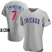 Dansby Swanson Men's Chicago Cubs Gray Authentic Road Jersey