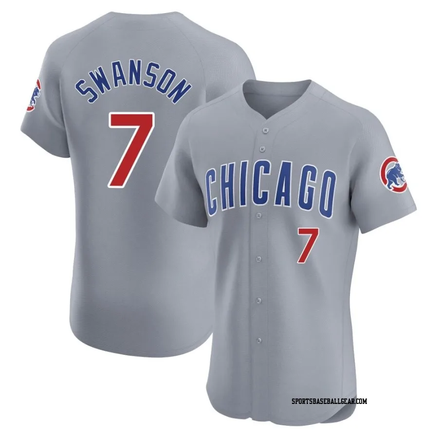 Dansby Swanson Men's Chicago Cubs Gray Elite Road Jersey