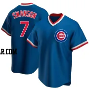 Dansby Swanson Men's Chicago Cubs Royal Replica Road Cooperstown Collection Jersey