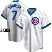 Dansby Swanson Men's Chicago Cubs White Replica Home Cooperstown Collection Jersey