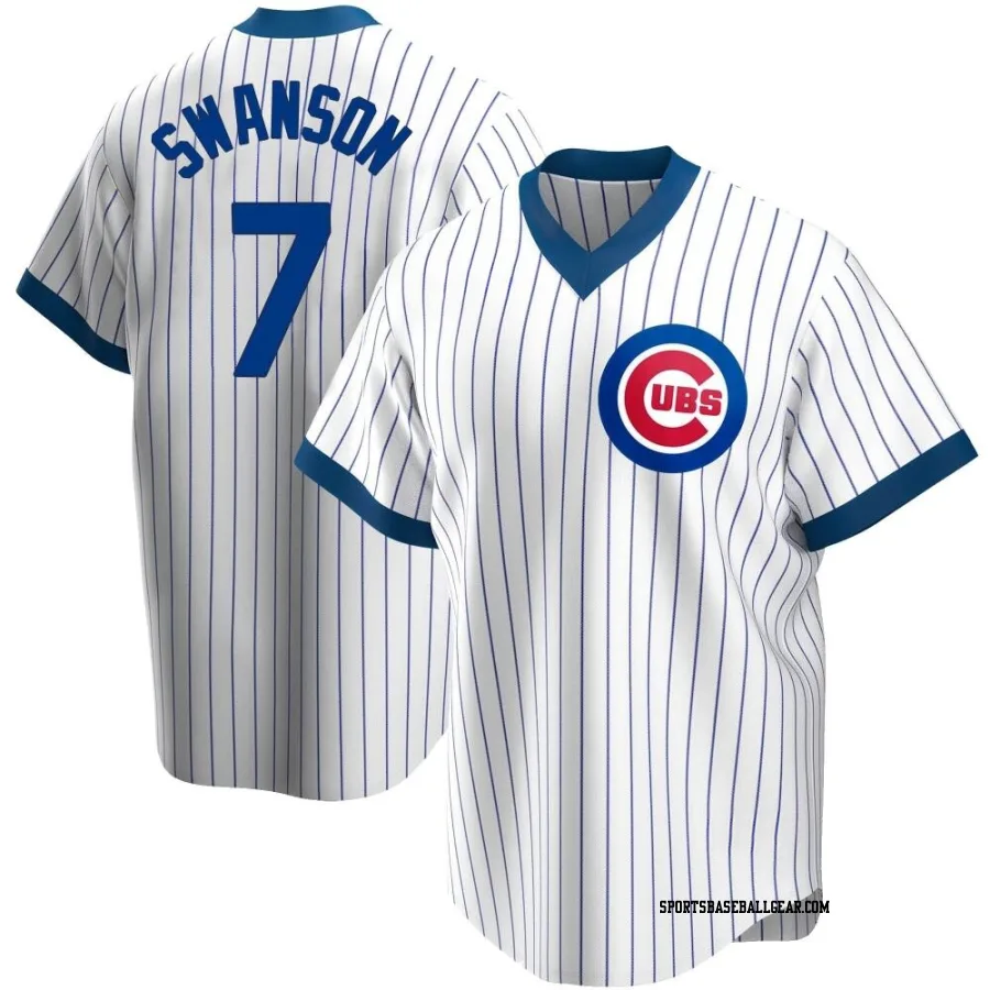 Dansby Swanson Men's Chicago Cubs White Replica Home Cooperstown Collection Jersey