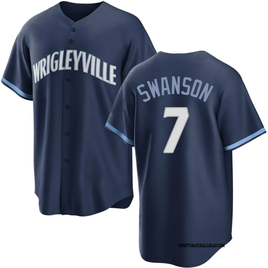 Dansby Swanson Youth Chicago Cubs Navy Replica 2021 City Connect Jersey