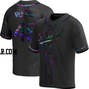 Darell Hernaiz Men's Oakland Athletics Black Holographic Replica Alternate Jersey