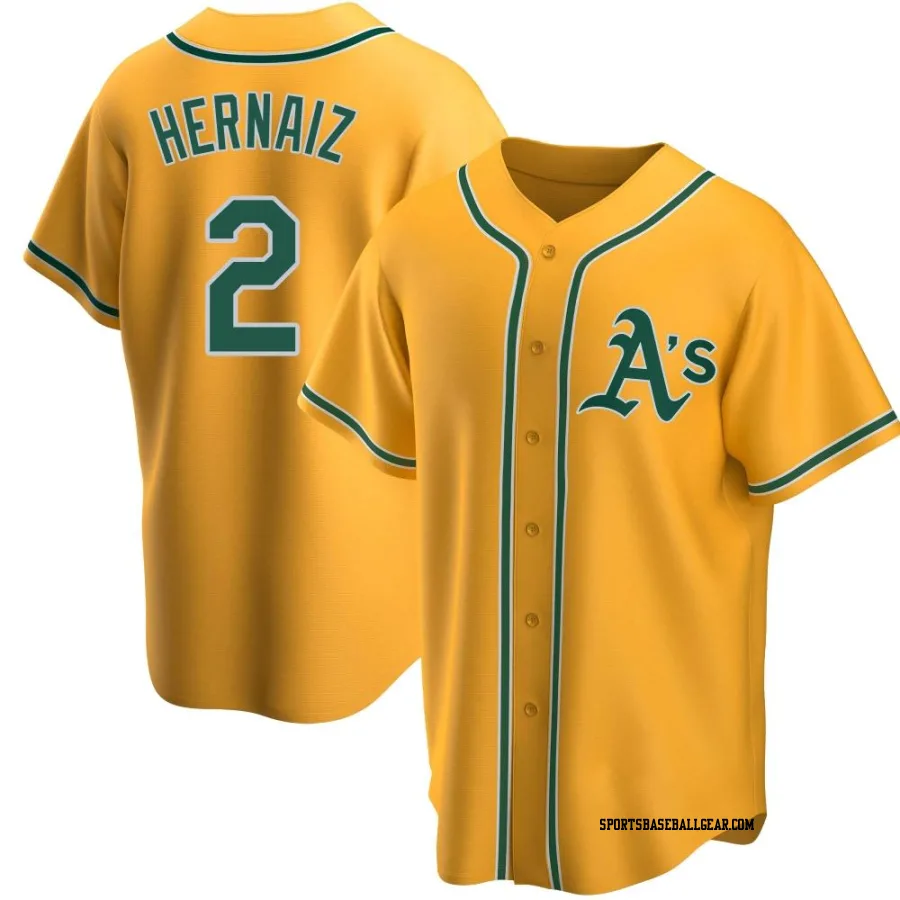 Darell Hernaiz Men's Oakland Athletics Gold Replica Alternate Jersey