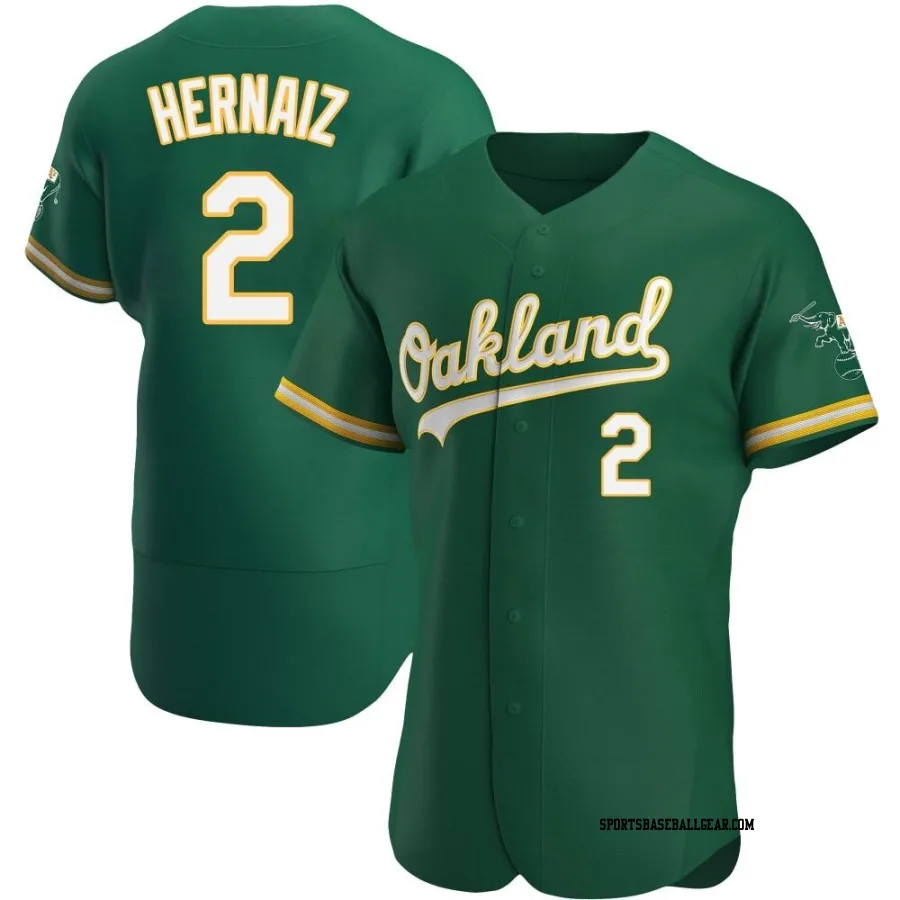 Darell Hernaiz Men's Oakland Athletics Green Authentic Kelly Alternate Jersey