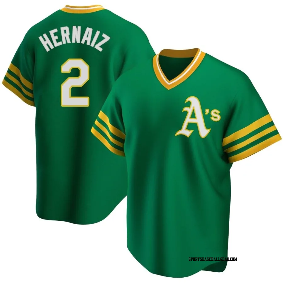 Darell Hernaiz Men's Oakland Athletics Green Replica R Kelly Road Cooperstown Collection Jersey