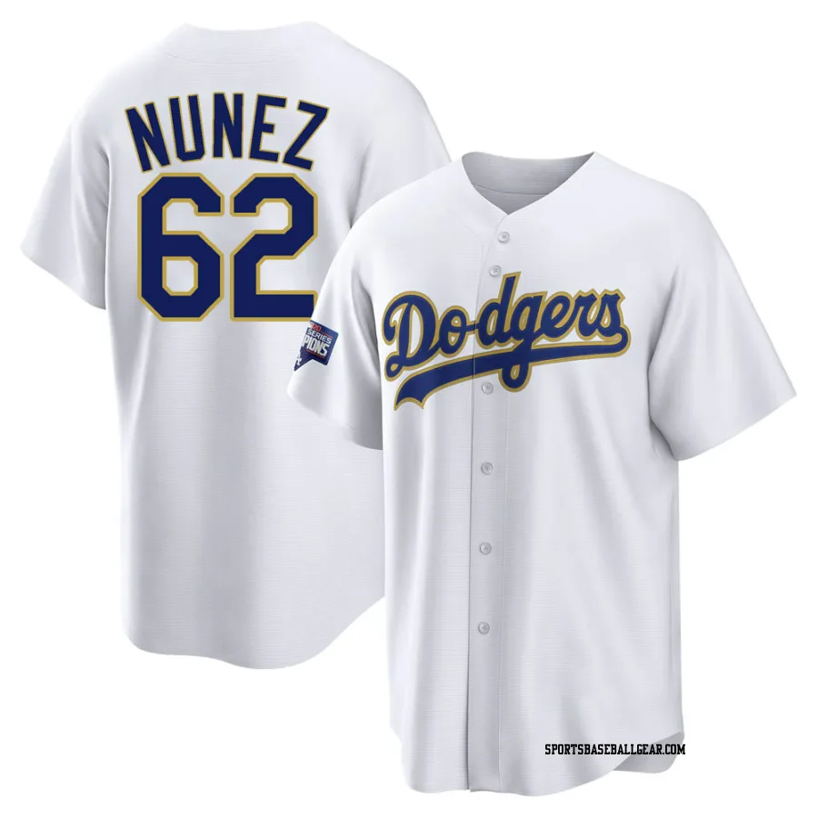 Darien Nunez Men's Los Angeles Dodgers White/Gold Replica 2021 Gold Program Player Jersey