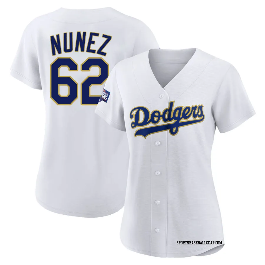 Darien Nunez Women's Los Angeles Dodgers White/Gold Authentic 2021 Gold Program Player Jersey