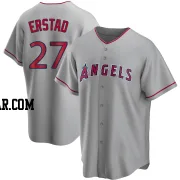 Darin Erstad Men's Los Angeles Angels Replica Silver Road Jersey