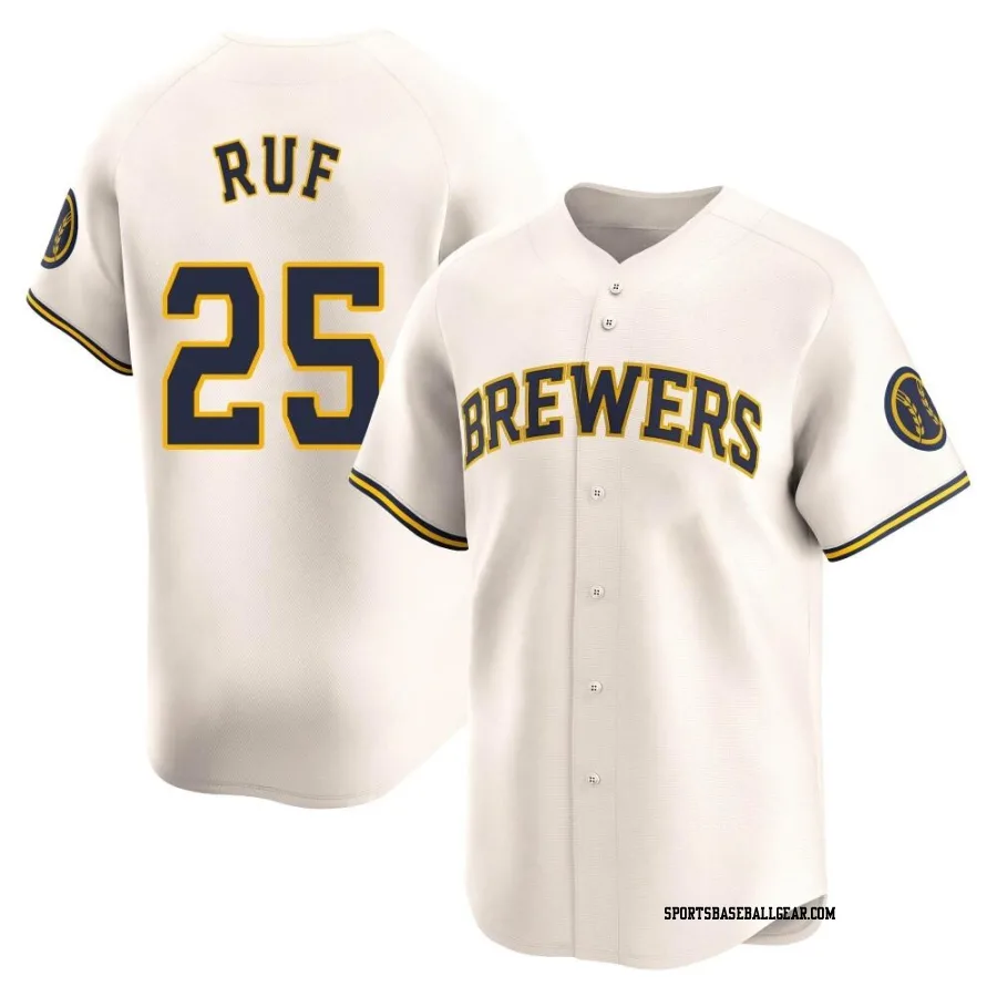 Darin Ruf Men's Milwaukee Brewers Cream Limited Home Jersey