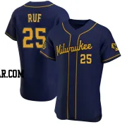 Darin Ruf Men's Milwaukee Brewers Navy Authentic Alternate Jersey