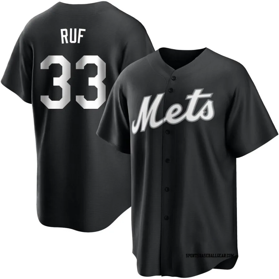 Darin Ruf Men's New York Mets Black/White Replica Jersey