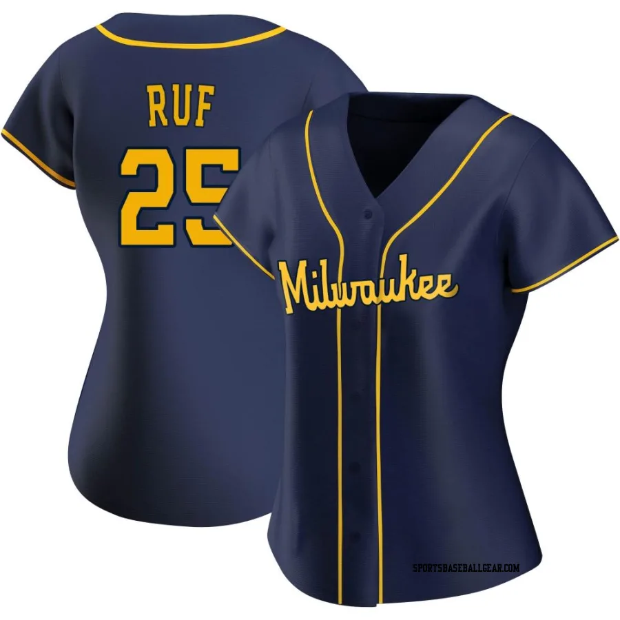 Darin Ruf Women's Milwaukee Brewers Navy Replica Alternate Jersey