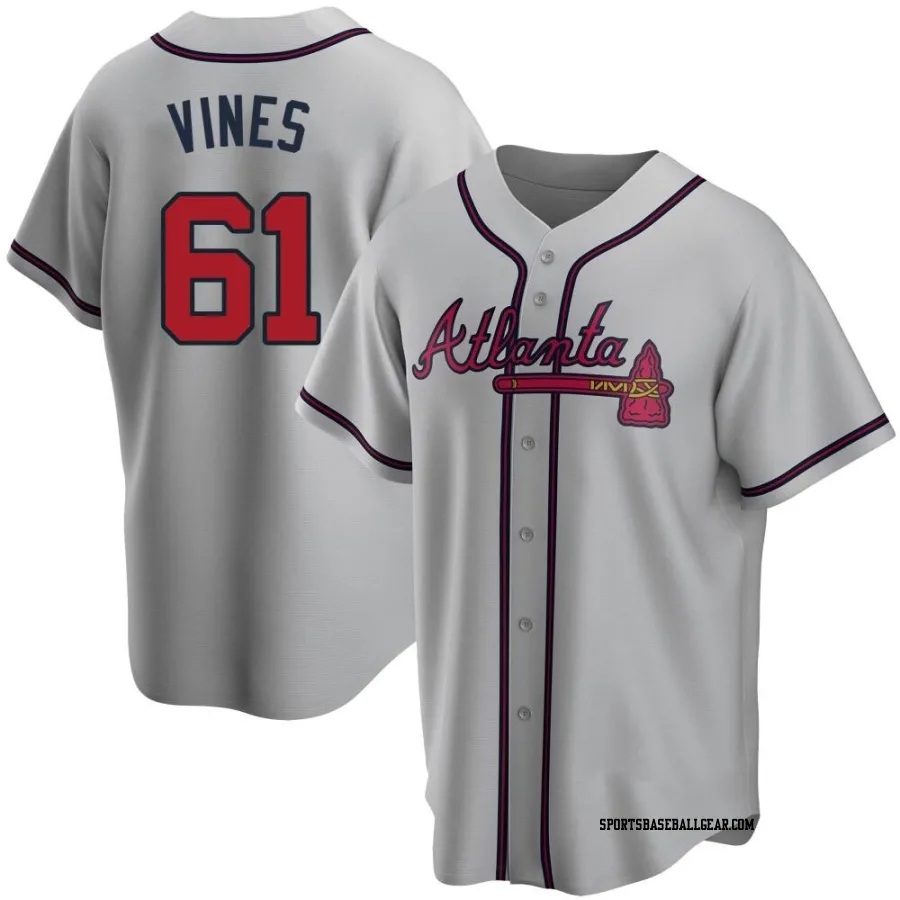 Darius Vines Men's Atlanta Braves Gray Replica Road Jersey