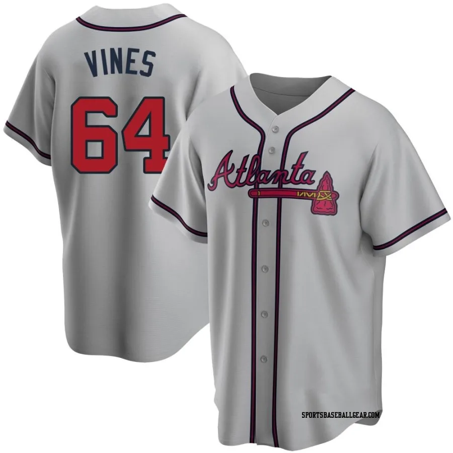 Darius Vines Men's Atlanta Braves Gray Replica Road Jersey