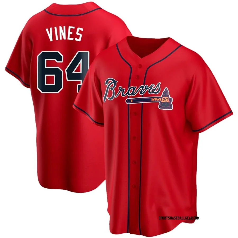 Darius Vines Men's Atlanta Braves Red Replica Alternate Jersey