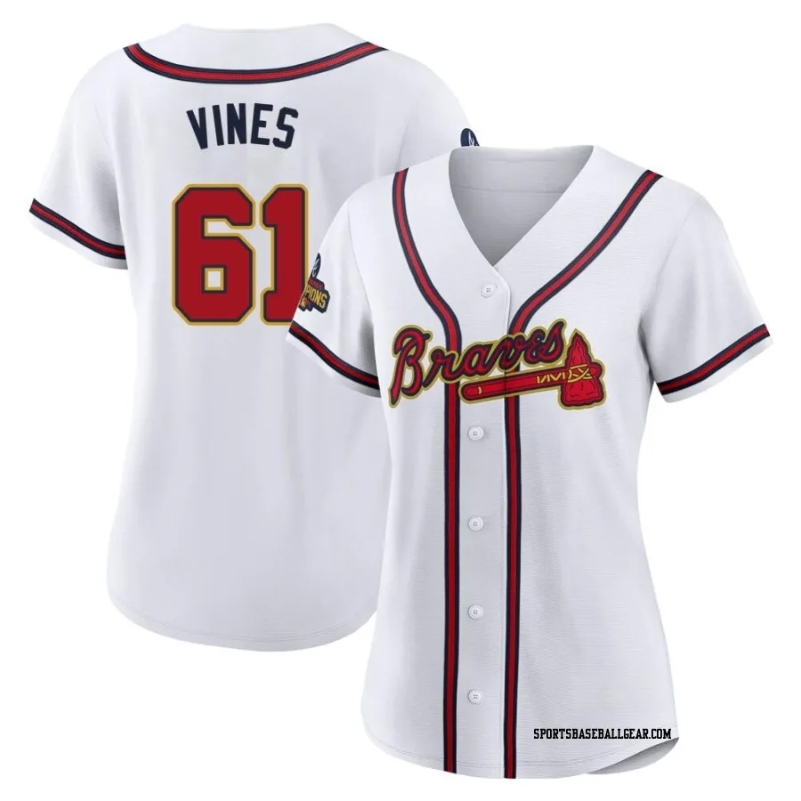 Darius Vines Women's Atlanta Braves Gold Authentic White 2022 Program Jersey