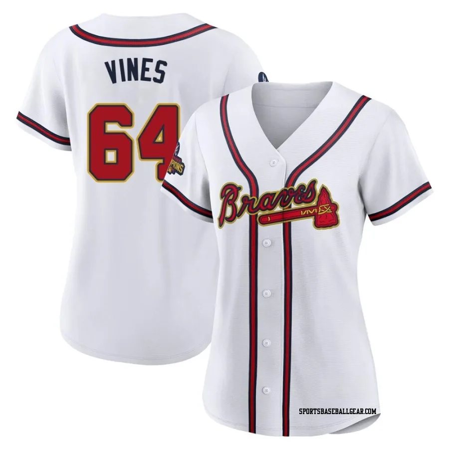 Darius Vines Women's Atlanta Braves Gold Authentic White 2022 Program Jersey