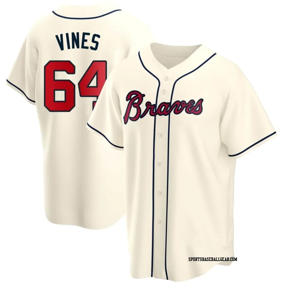 Darius Vines Youth Atlanta Braves Cream Replica Alternate Jersey