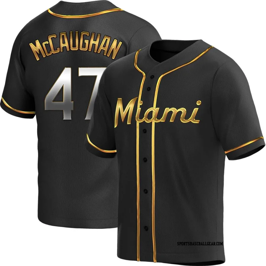 Darren McCaughan Men's Miami Marlins Black Golden Replica Alternate Jersey