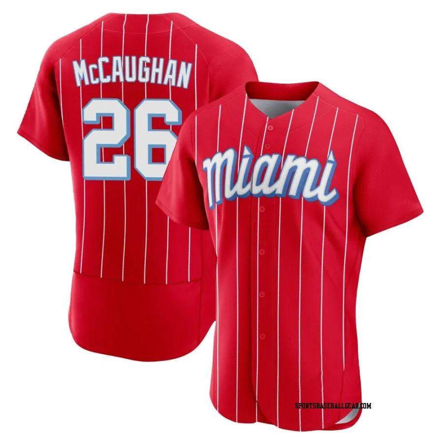 Darren McCaughan Men's Miami Marlins Red Authentic 2021 City Connect Jersey