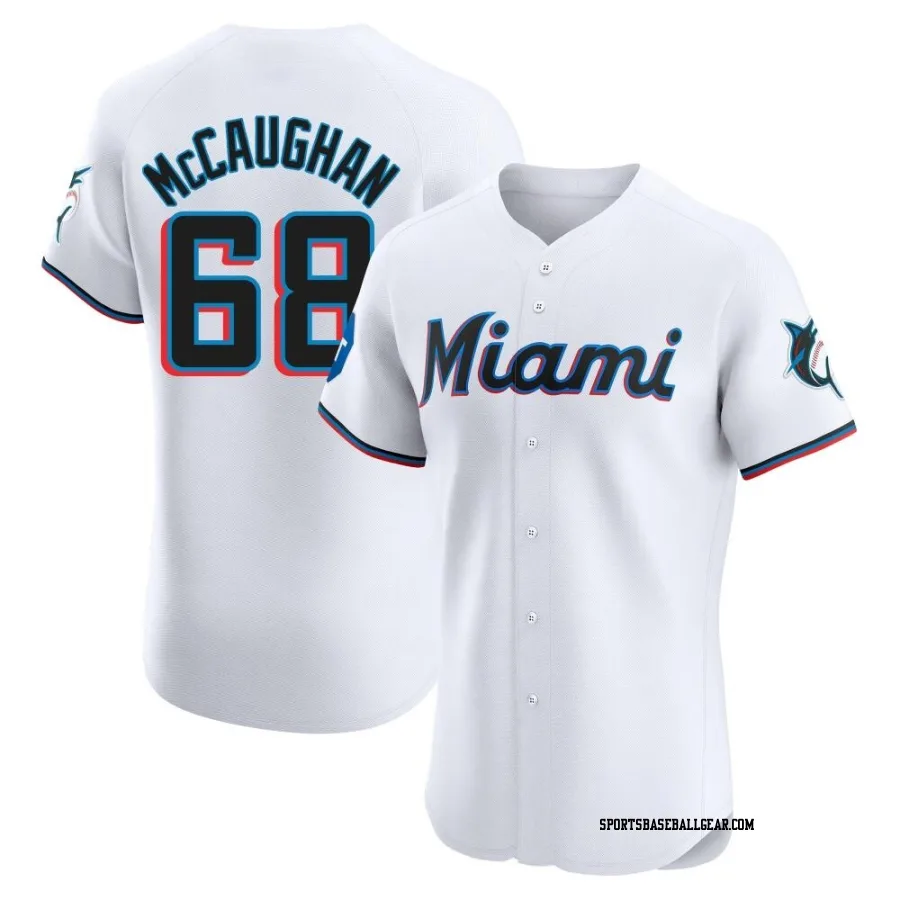 Darren McCaughan Men's Miami Marlins White Elite Home Patch Jersey