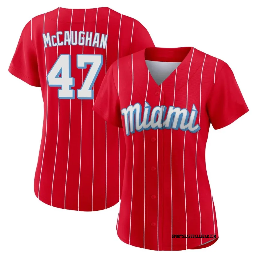 Darren McCaughan Women's Miami Marlins Red Authentic 2021 City Connect Jersey