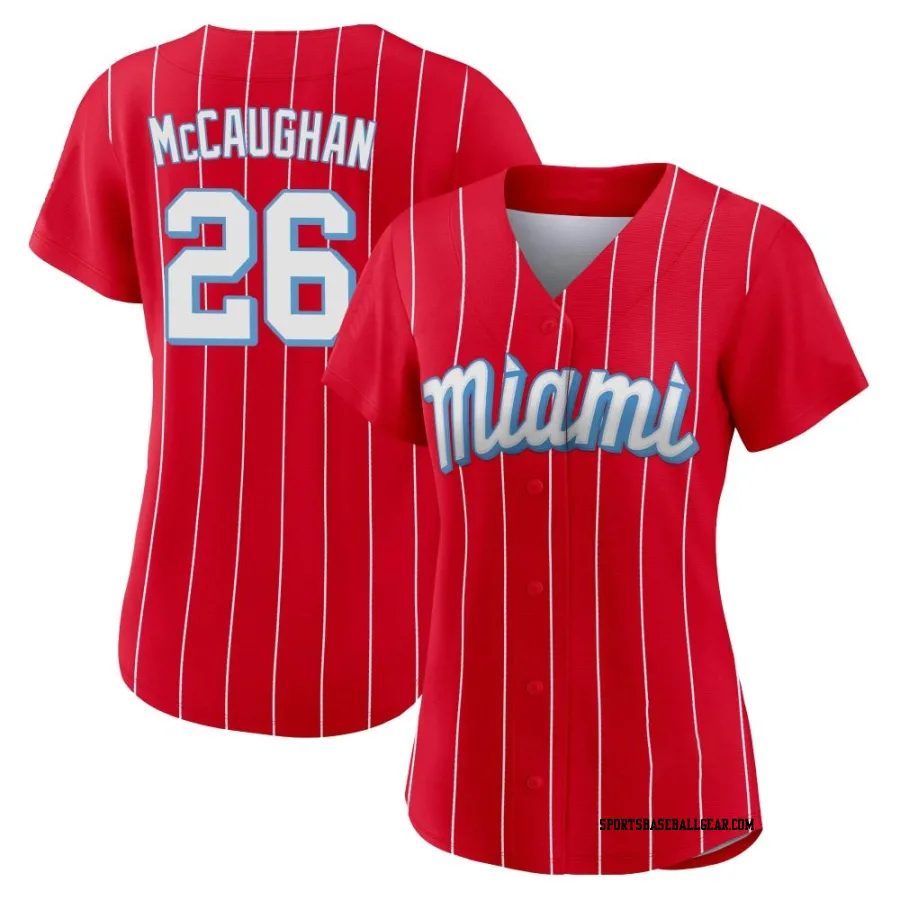 Darren McCaughan Women's Miami Marlins Red Replica 2021 City Connect Jersey