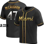 Darren McCaughan Youth Miami Marlins Black Golden Replica Alternate Jersey