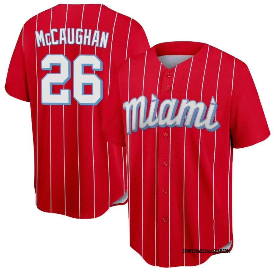 Darren McCaughan Youth Miami Marlins Red Replica 2021 City Connect Jersey