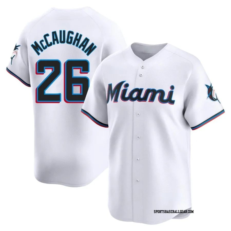 Darren McCaughan Youth Miami Marlins White Limited Home Jersey