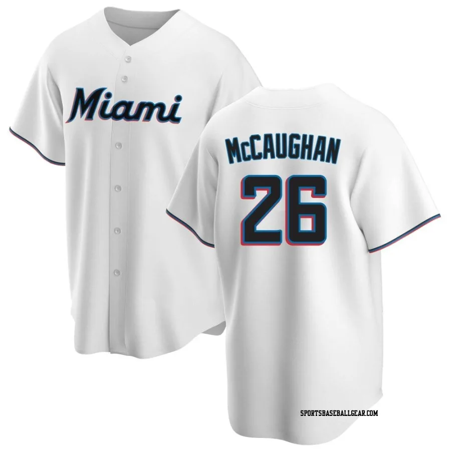 Darren McCaughan Youth Miami Marlins White Replica Home Jersey