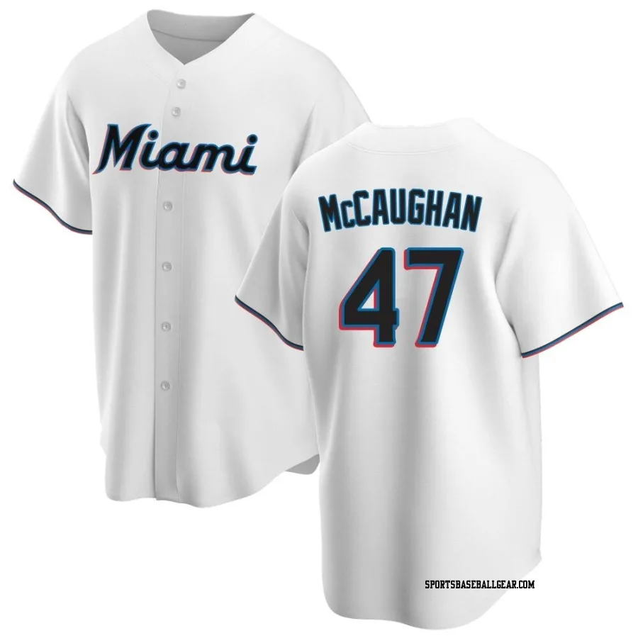 Darren McCaughan Youth Miami Marlins White Replica Home Jersey