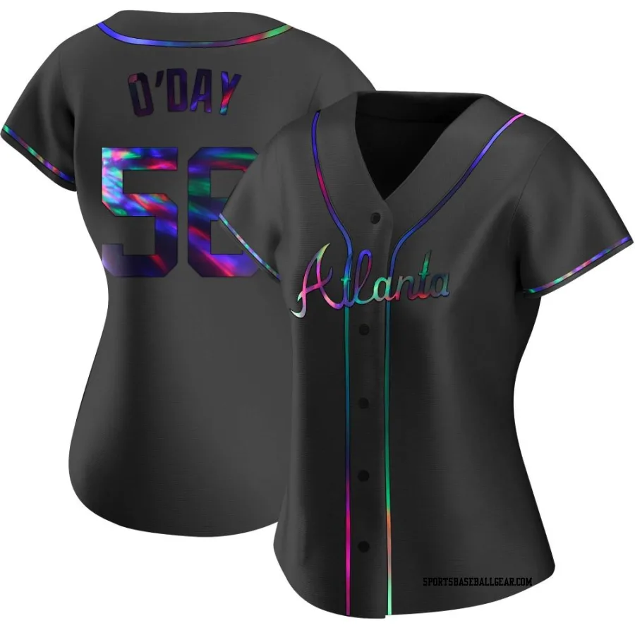 Darren O'Day Women's Atlanta Braves Black Holographic Replica Alternate Jersey