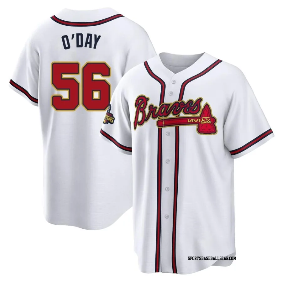 Darren O'Day Youth Atlanta Braves Gold Replica White 2022 Program Jersey