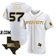 Darryl Kile Men's Houston Astros White/Gold Authentic 2023 Space City Ready 2 Reign Flex Base Jersey