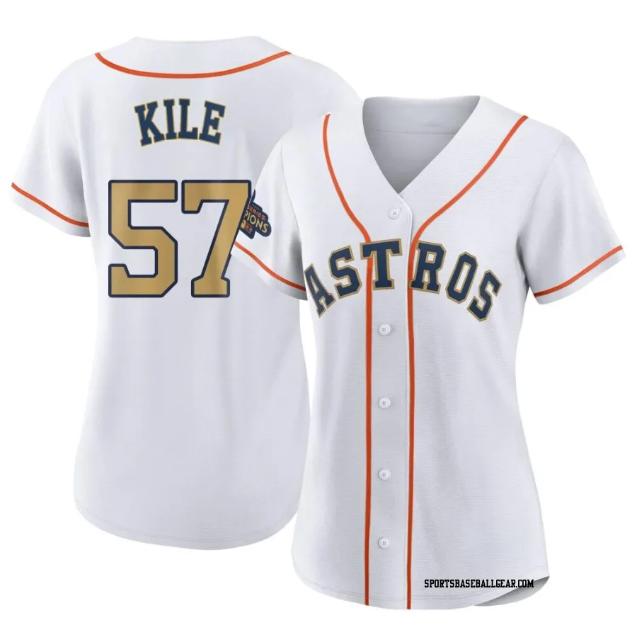 Darryl Kile Women's Houston Astros Gold Authentic White 2023 Collection Jersey