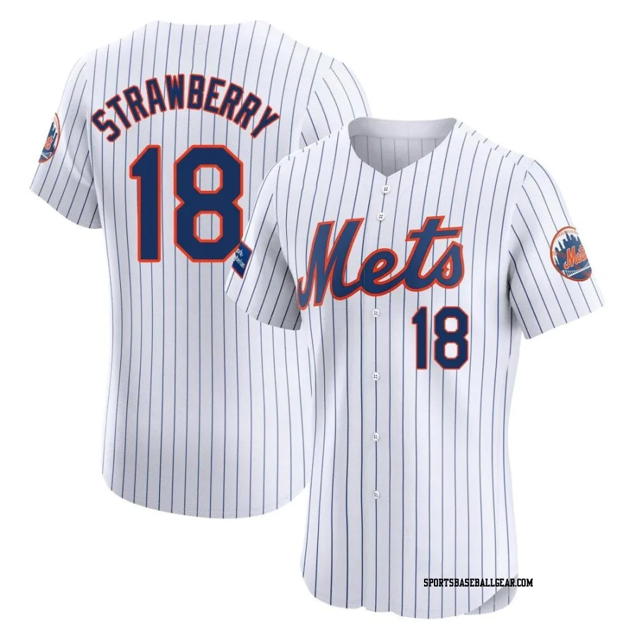 Darryl Strawberry Men's New York Mets White Elite Home Patch Jersey