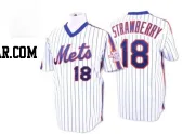 Darryl Strawberry Men's New York Mets White/Blue Authentic Strip Throwback Jersey