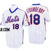 Darryl Strawberry Men's New York Mets White/Blue Replica Strip Throwback Jersey