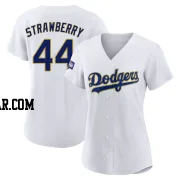 Darryl Strawberry Women's Los Angeles Dodgers White/Gold Authentic 2021 Gold Program Player Jersey